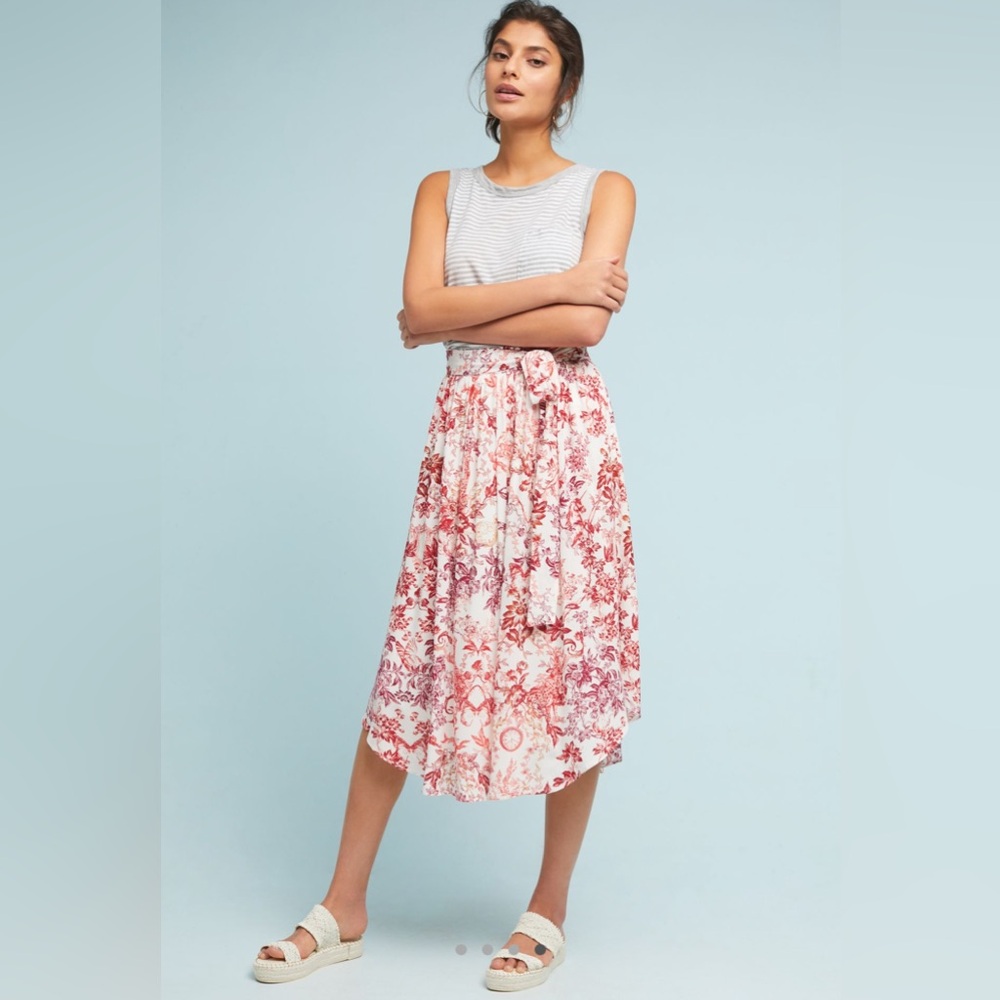 EUC Anthropologie Staycation Printed Skirt (Red Motif) // Size XL